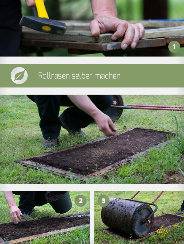 Rollrasen selber machen Anleitung diybook.ch