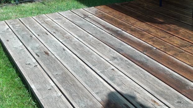 Terrassendielen trocknen lassen