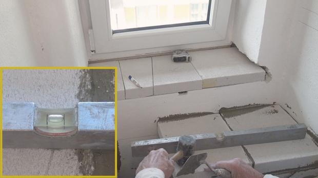 Aufsetzen und Verkleben der Decksteine