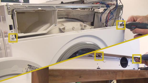 Schrauben der Waschmaschinenfront entfernen