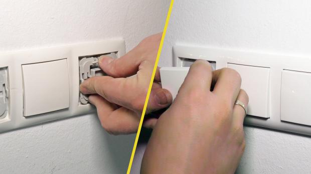 Rahmenhalter für Rolladensteuerung einsetzen